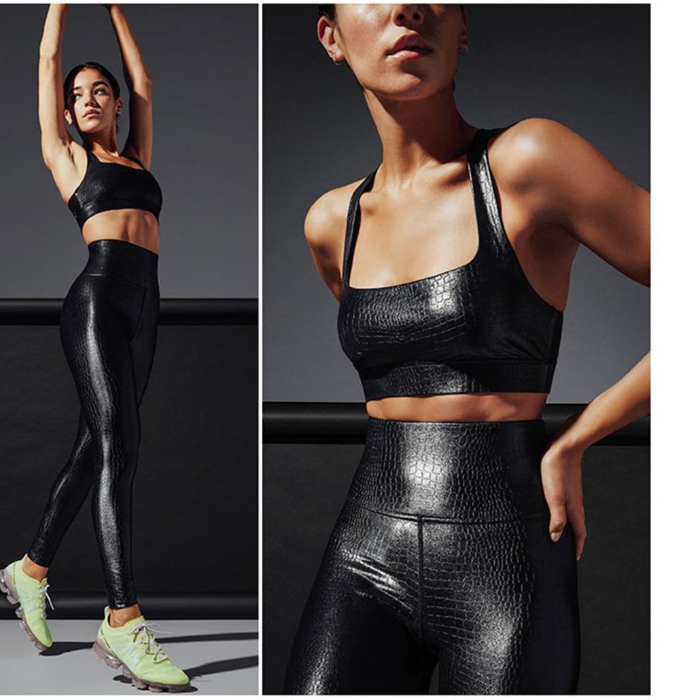 CARBON38 High Rise Legging In Crocodile Black